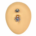 Aurora Borealis Double End Funky Crystal Flower Belly Bar  image 0
