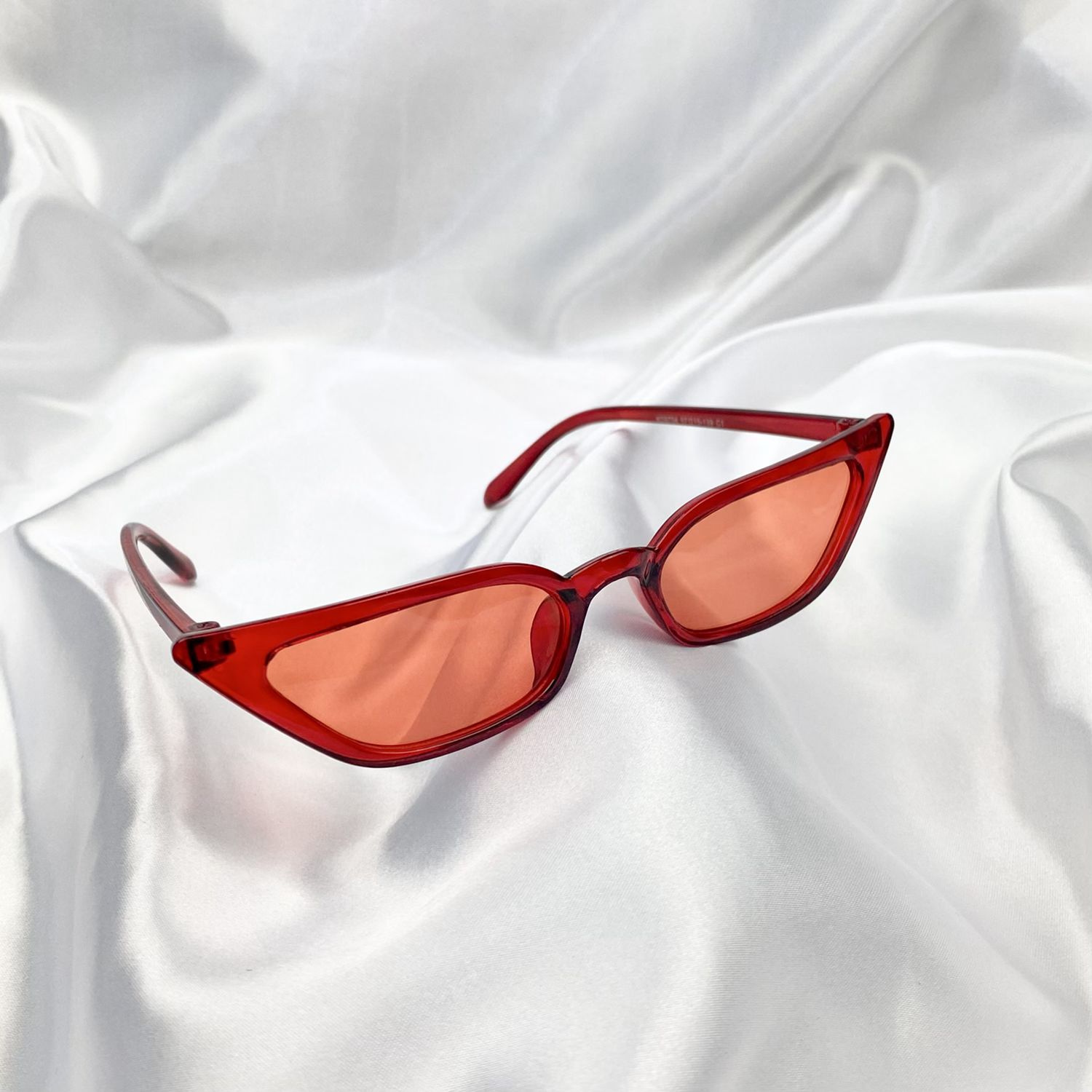 Red Clear Slim Rectangle Cat Eye Sunglasses image 0