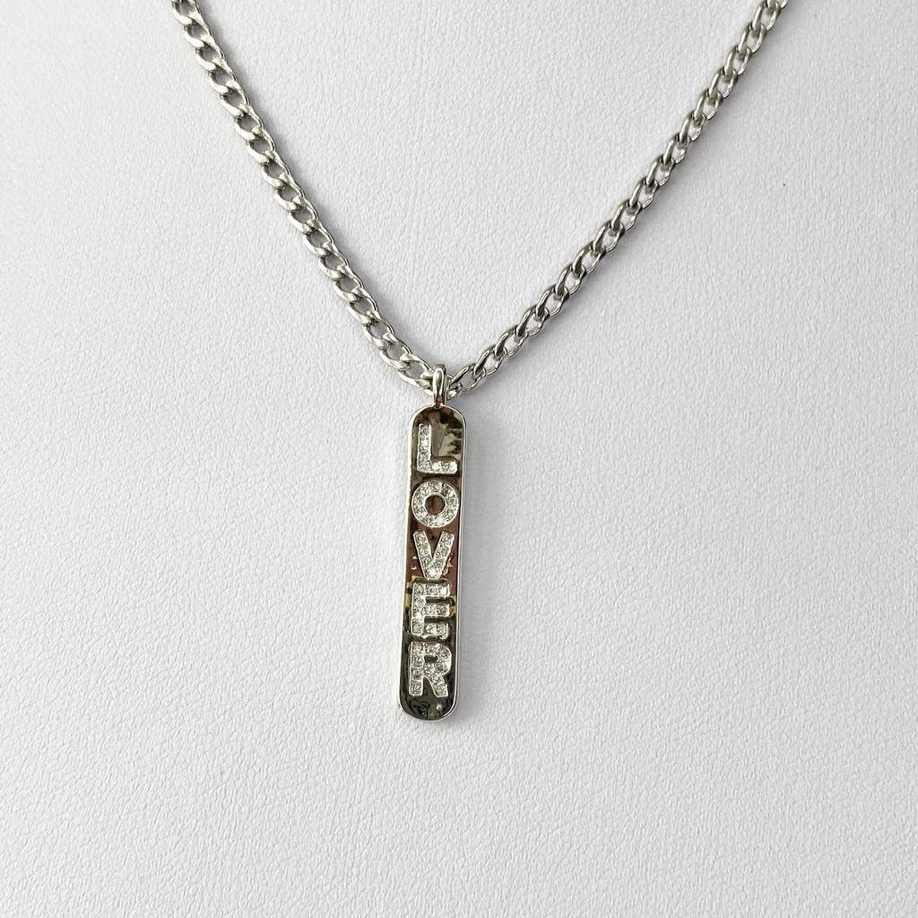Silver CZ Lover Necklace image 0