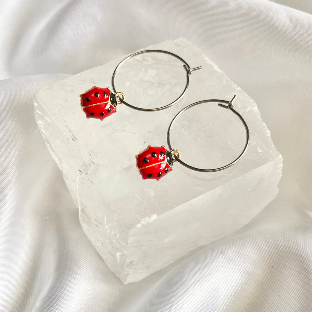 Ladybug Hoop Earrings image 0