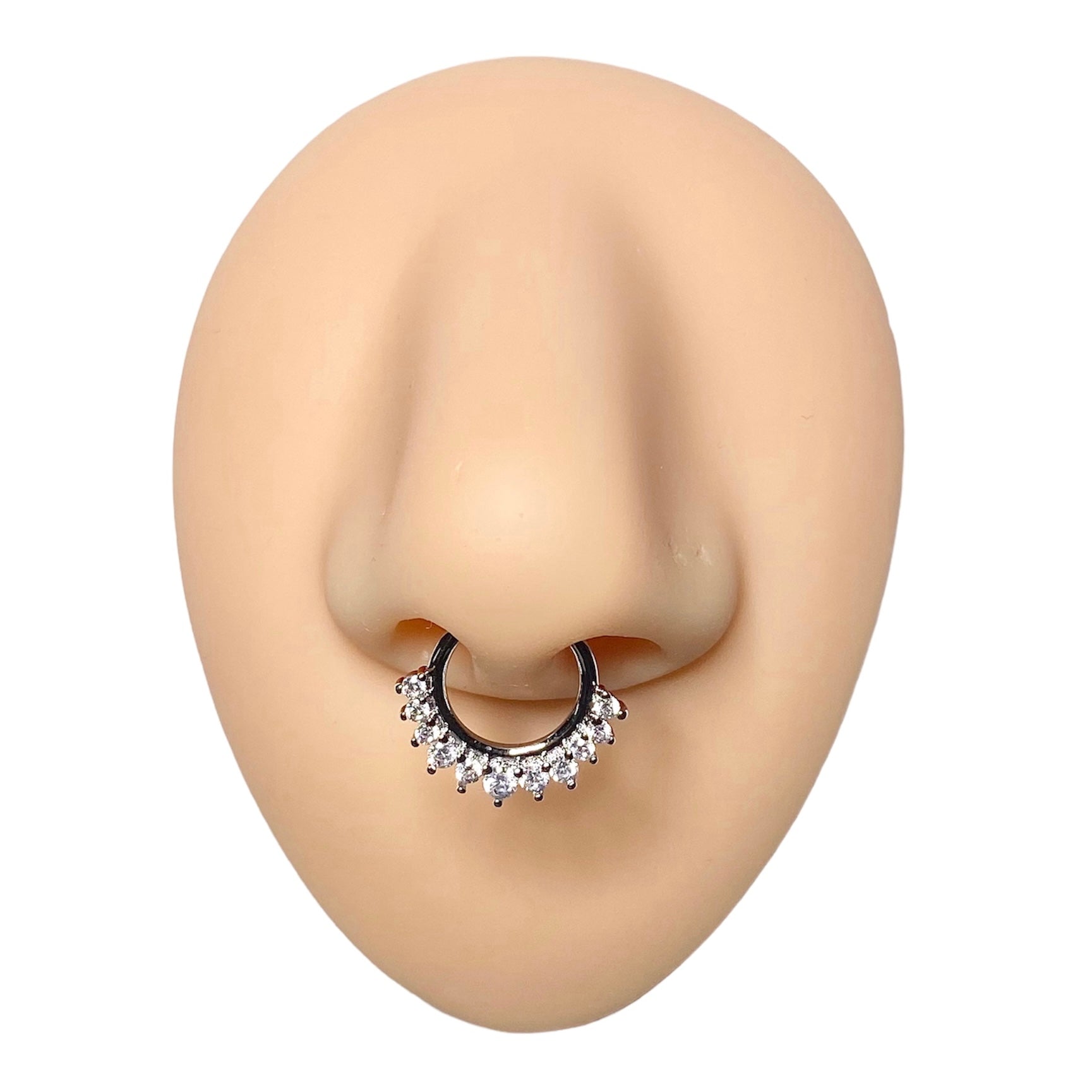 Silver Fake Septum Cubic Zirconia Hoop image 0