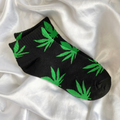 Black & Green Weed Leaf Socks image 0