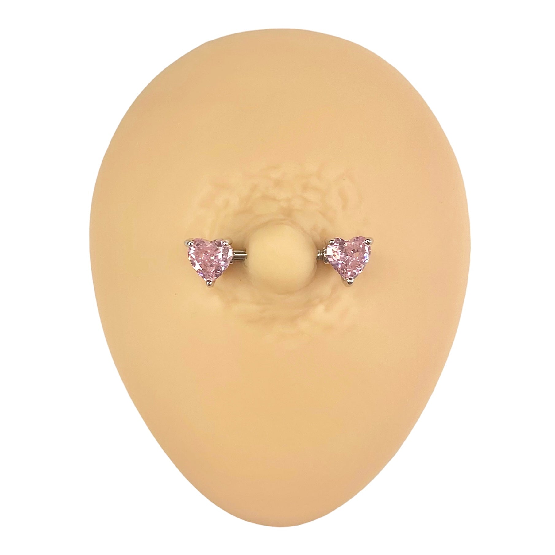 Pink CZ Heart Nipple Bar image 0