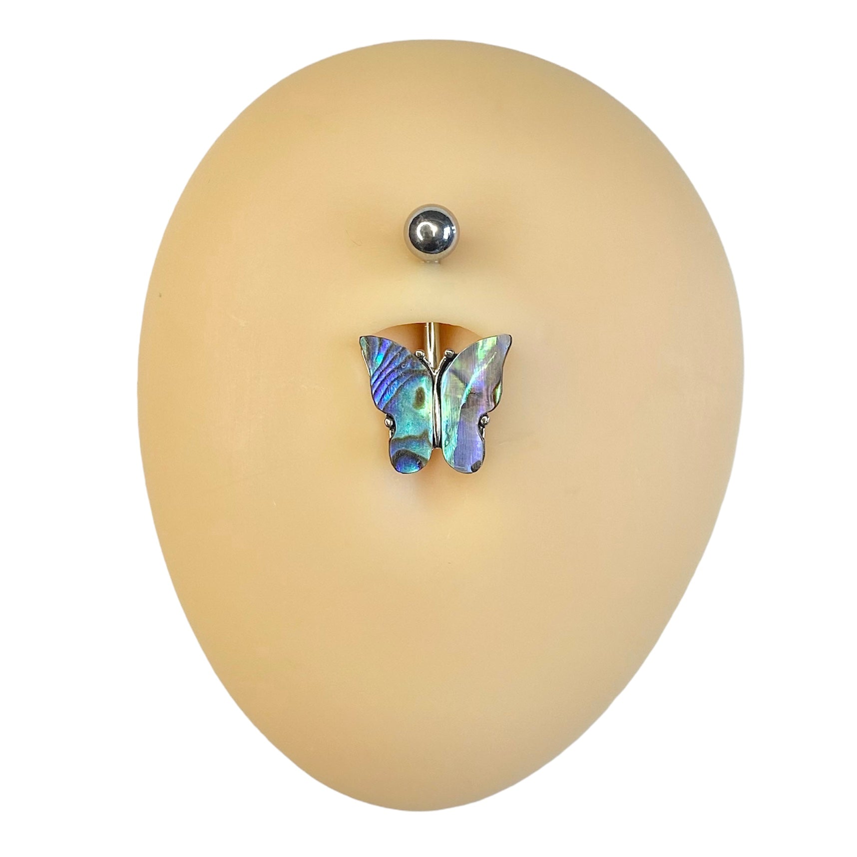 Silver Abalone Shell Covered Butterfly Belly Bar image 0