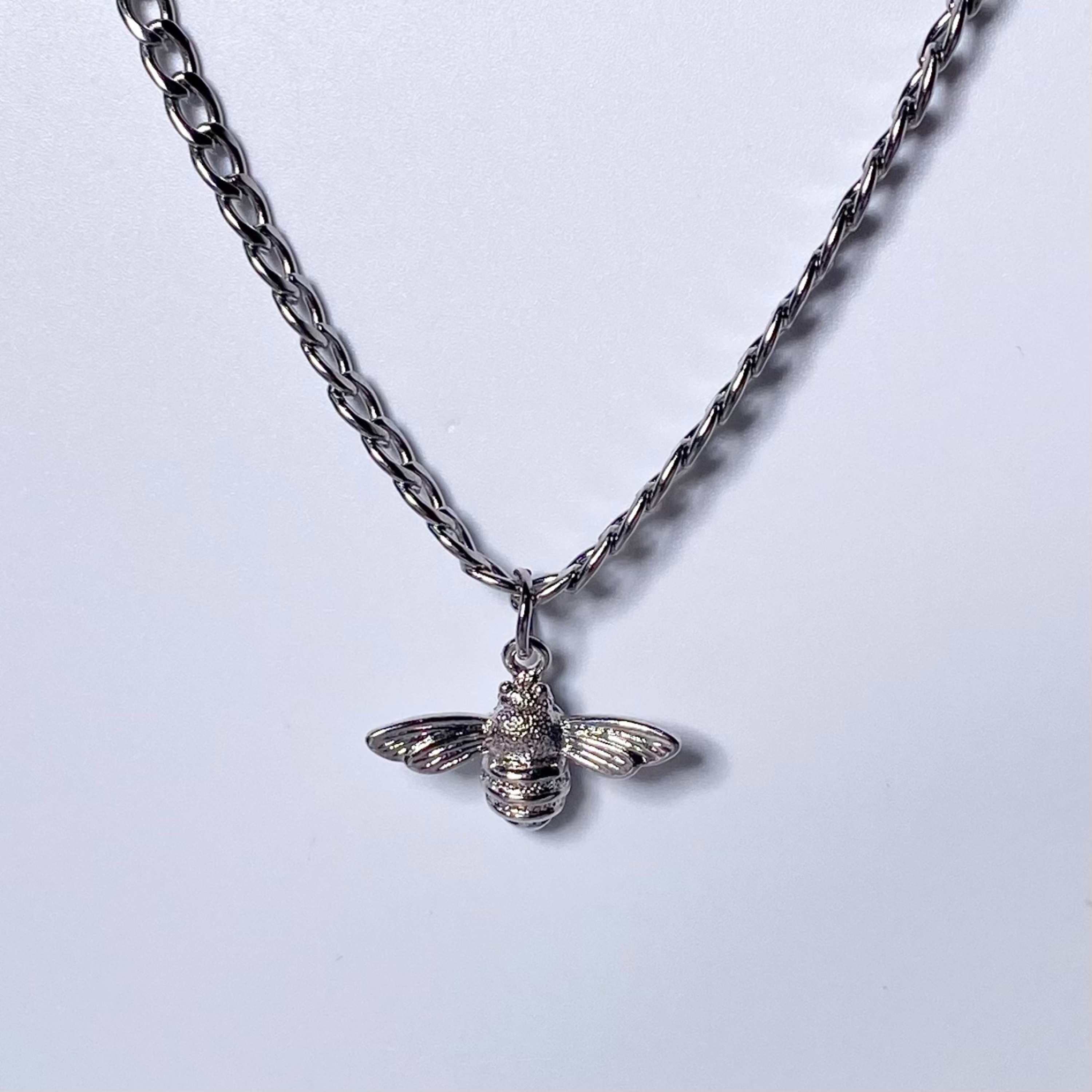 Silver Mini Realistic Bee Necklace image 0