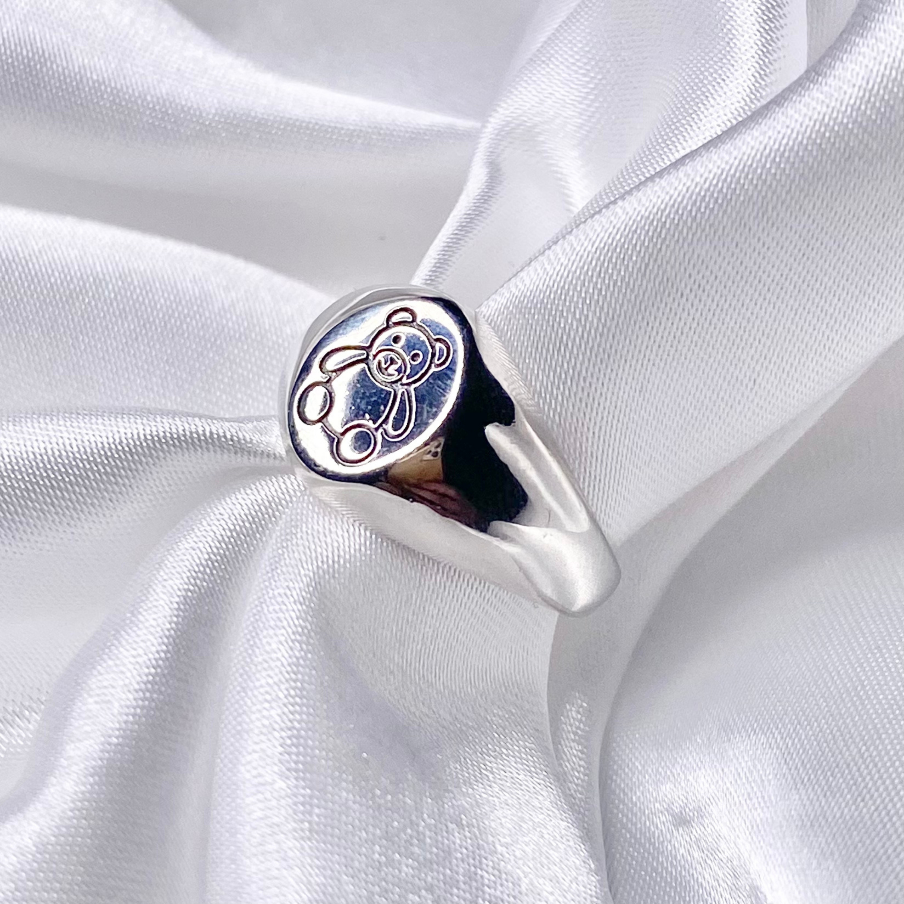 Silver Chunky Teddy Bear Ring image 0