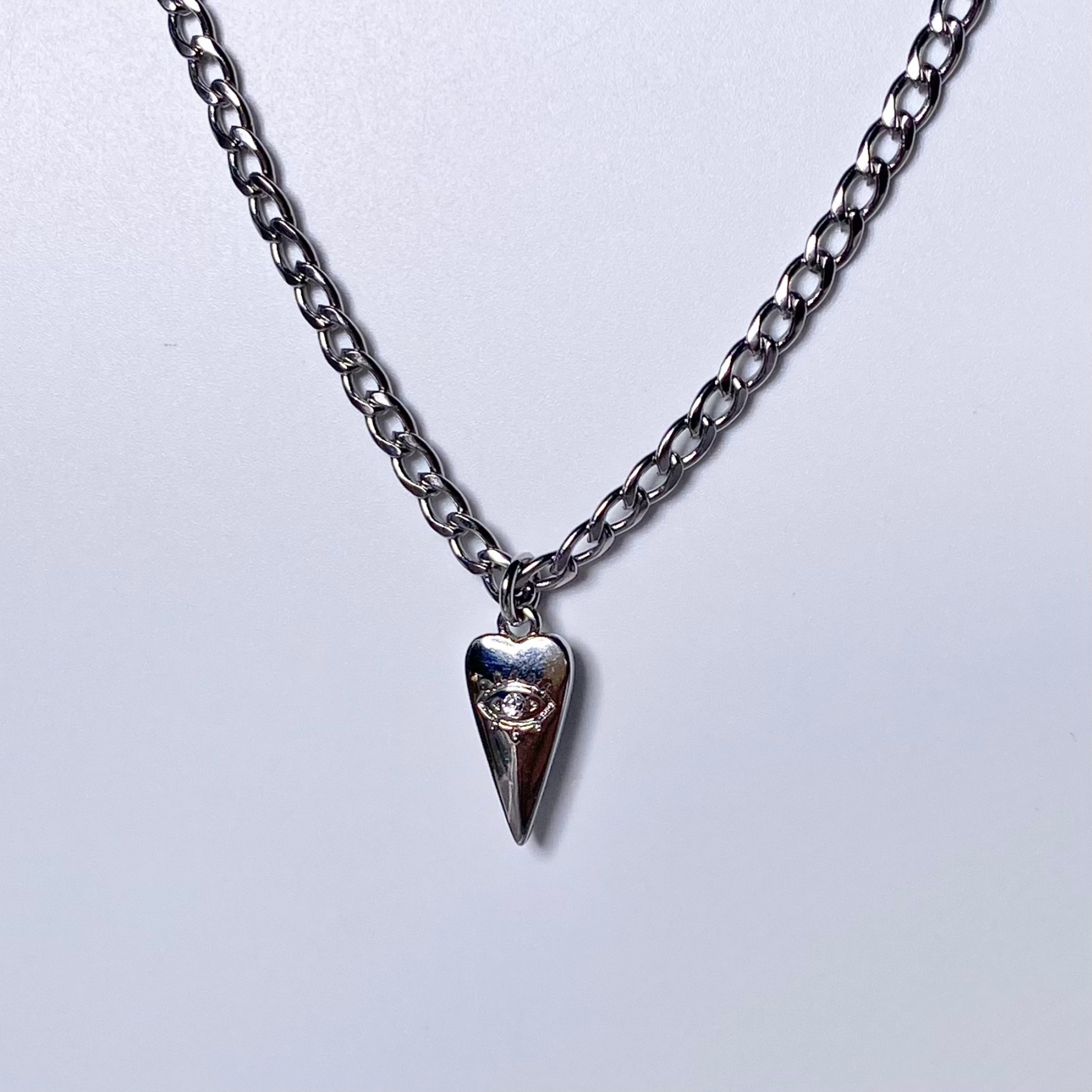 Silver Evil Eye Heart Necklace image 0