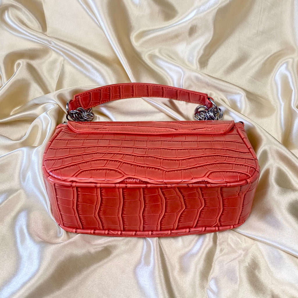 Coral Croc Rectangle Shoulder Bag image 2