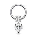 Clear Gem Dangle Heart Captive Hoop Ring image 0