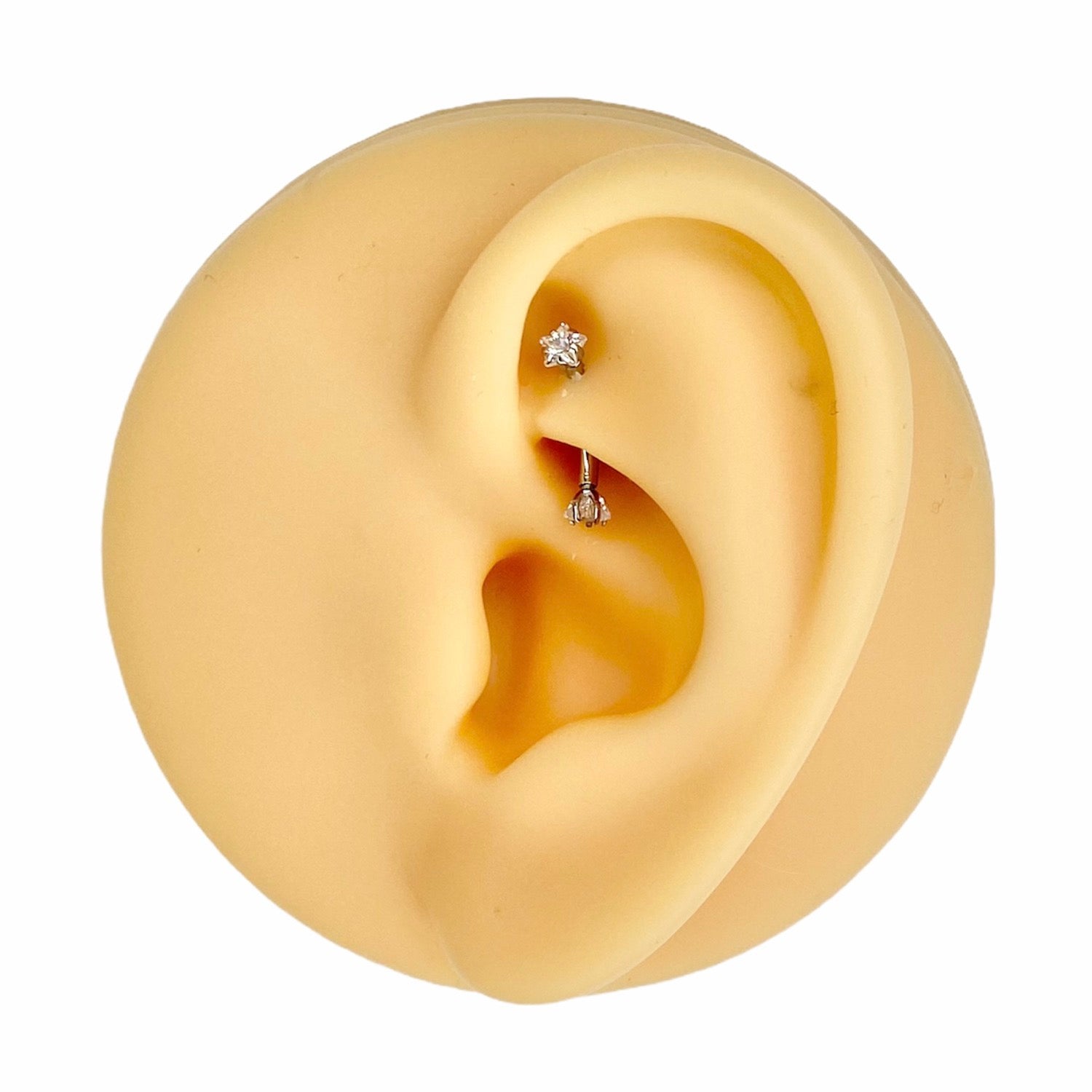 Silver CZ Star Double End Curved Barbell image 0