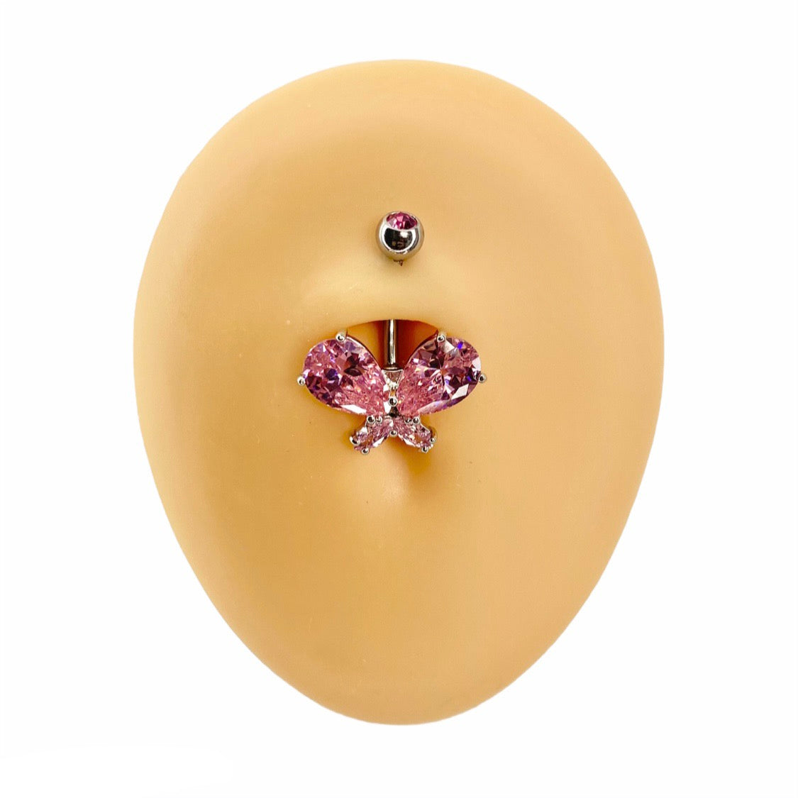 Pink Large CZ Butterfly Belly Bar  image 0