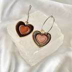 Brown Double Heart Hoop Earrings image 0