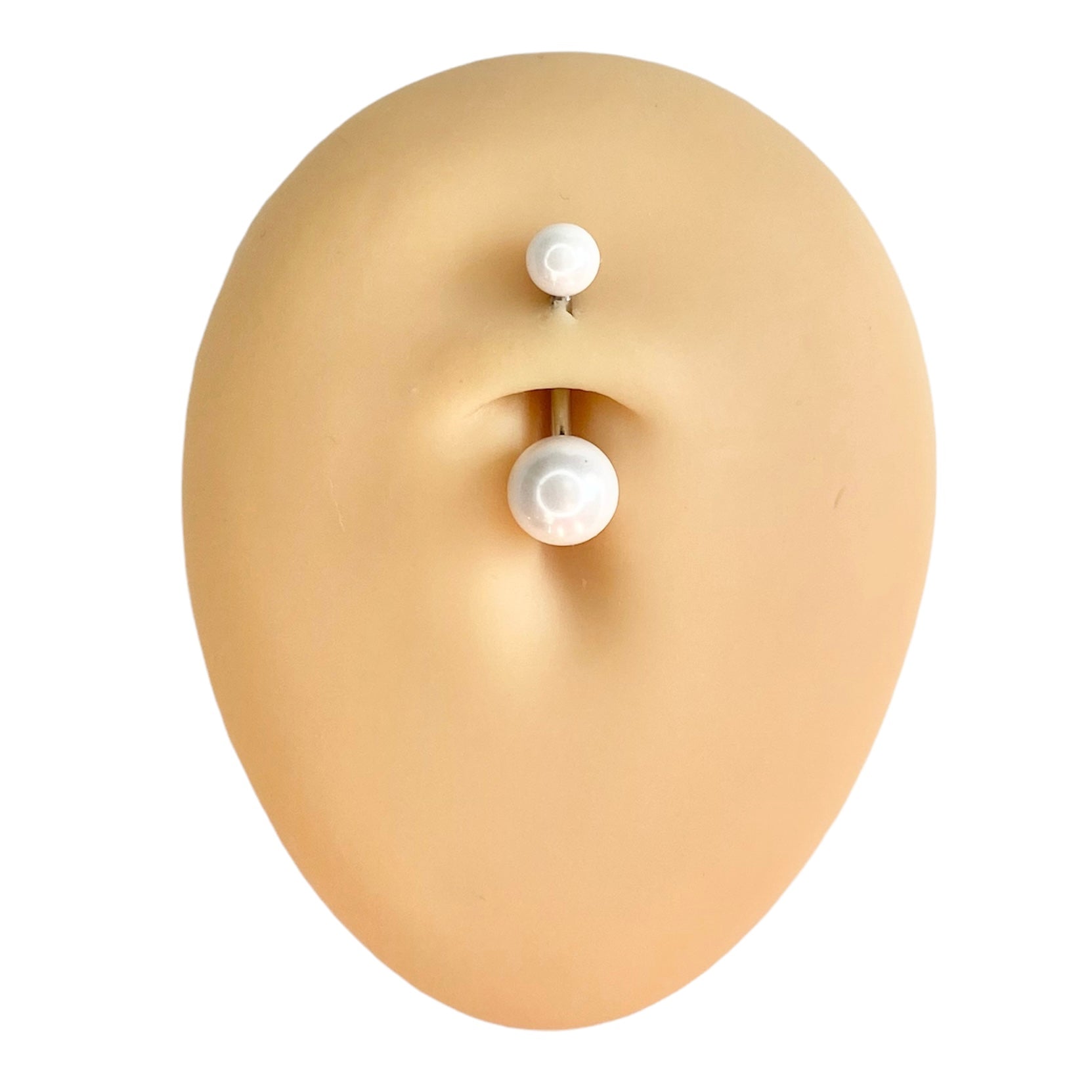 White Faux Pearl Belly Bar  image 0