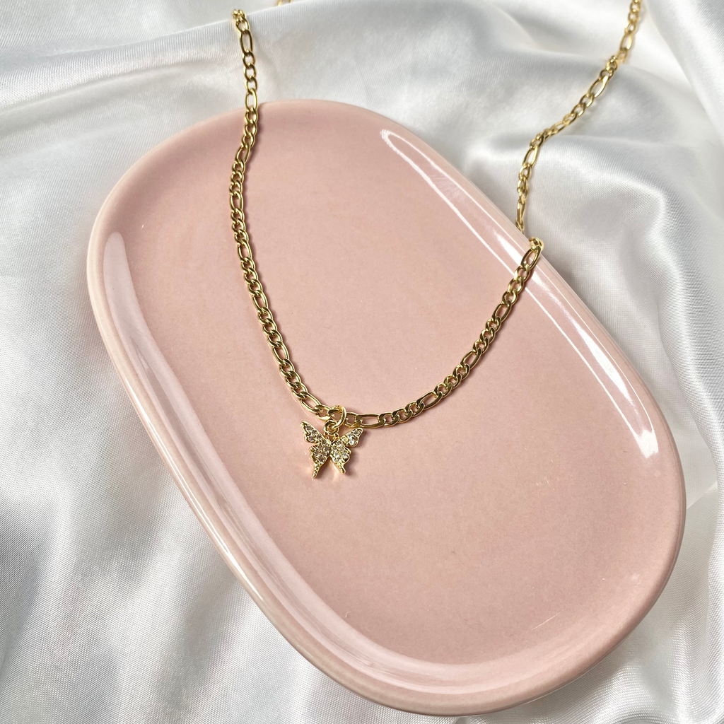 Gold CZ Butterfly Necklace image 1