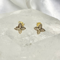 Gold CZ Paved Flower Stud Earrings image 0