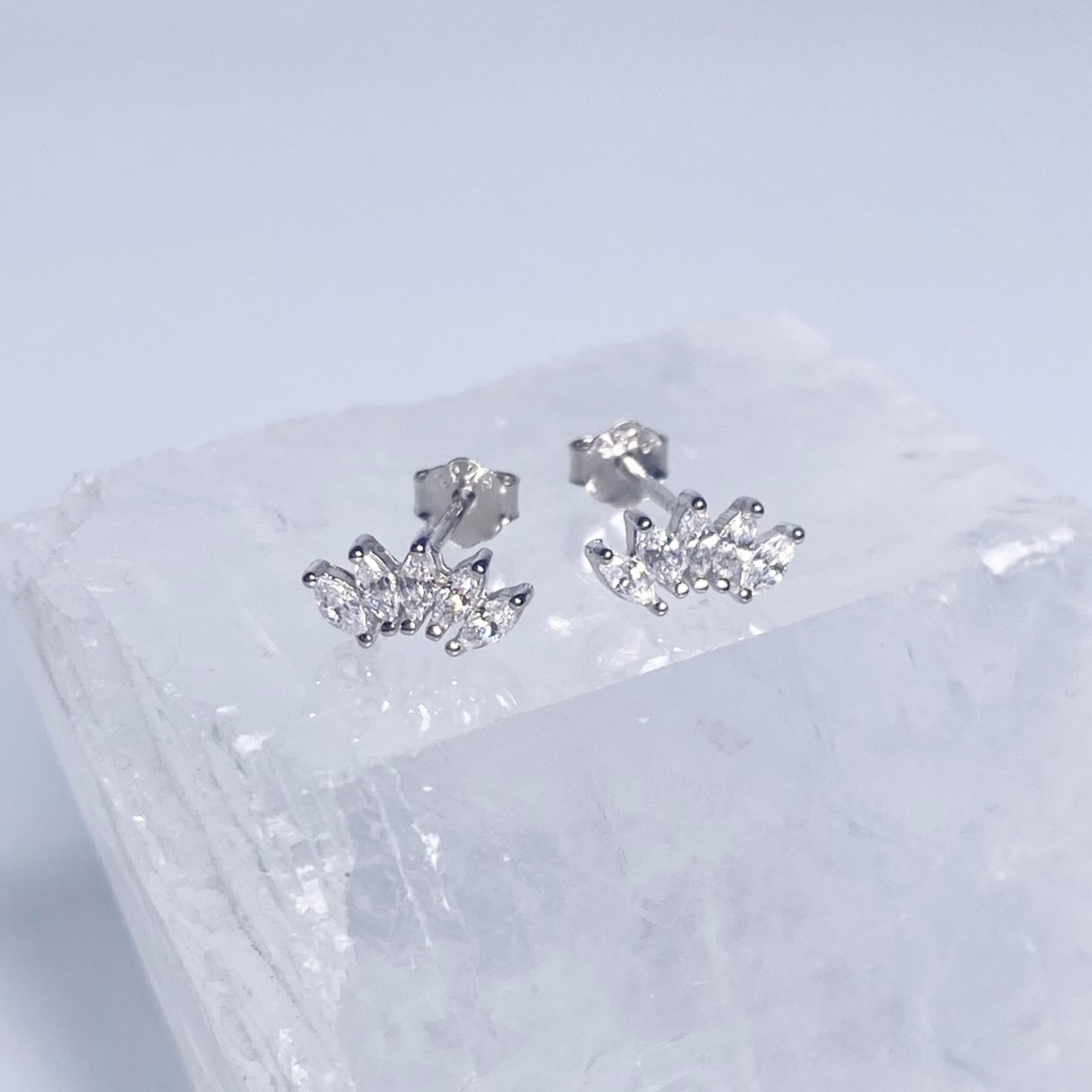 Silver Prong Set Marquise Stud Earrings image 0