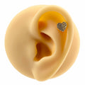 Gold CZ Paved Curved Heart Flat Back Stud image 0