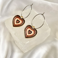 Brown Groovy Heart Hoop Earrings image 0