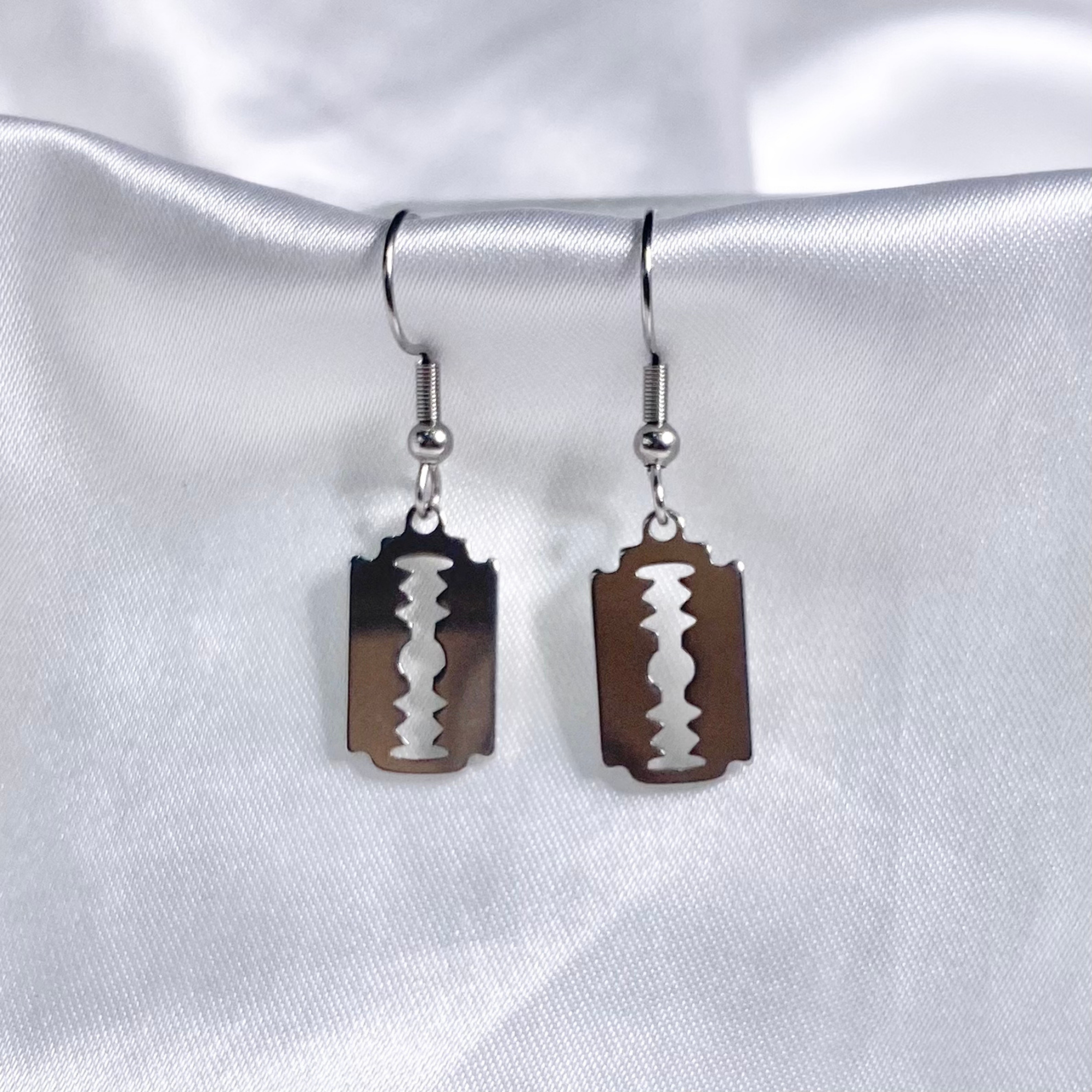 Silver Mini Razor Blade Earrings image 0