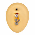 Silver Red Eye CZ Playboy Dangle Belly Bar  image 0