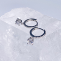 Silver Mini Rhinestone Drop Hoop Earrings image 0