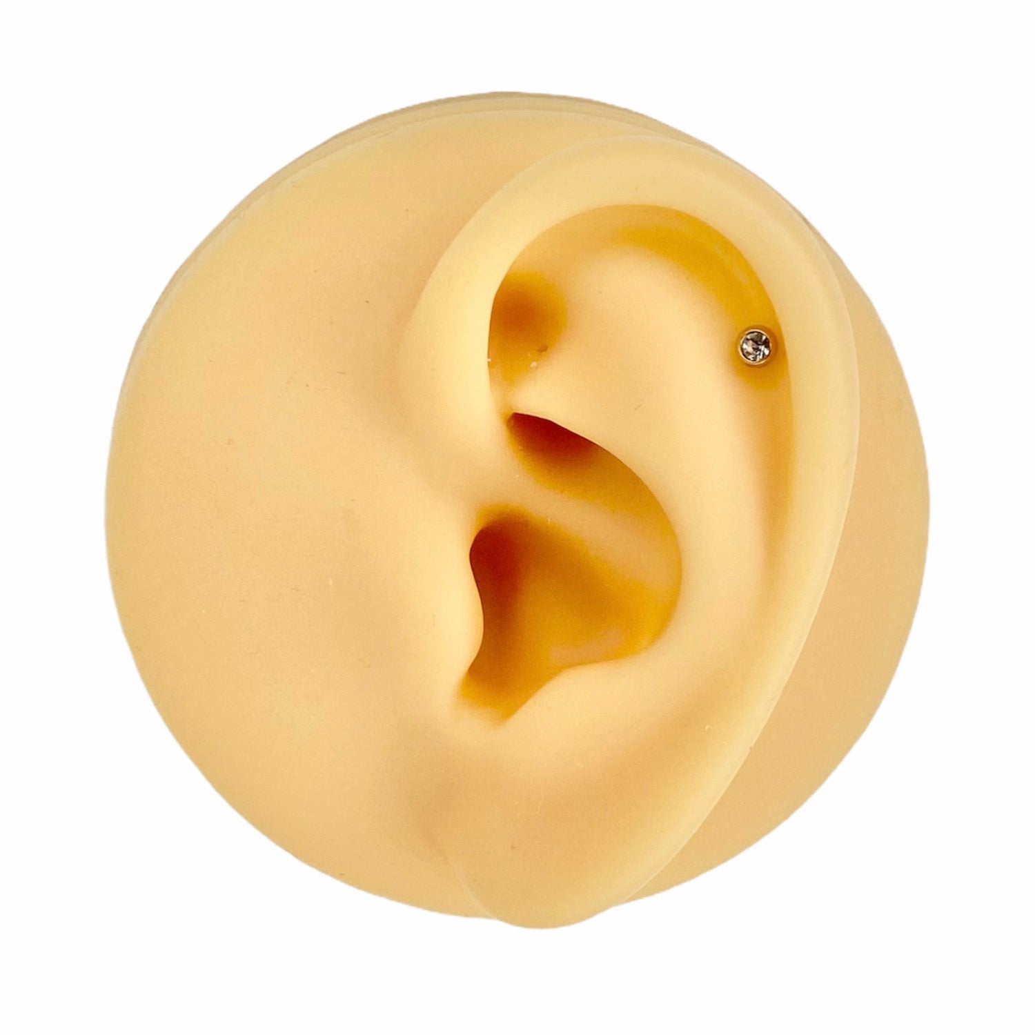 Gold Clear CZ Ball Top Flat Back Stud image 0