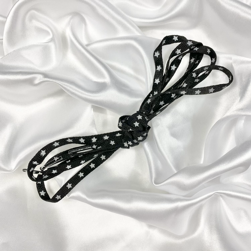 Black Reflective Star Shoe Laces image 1