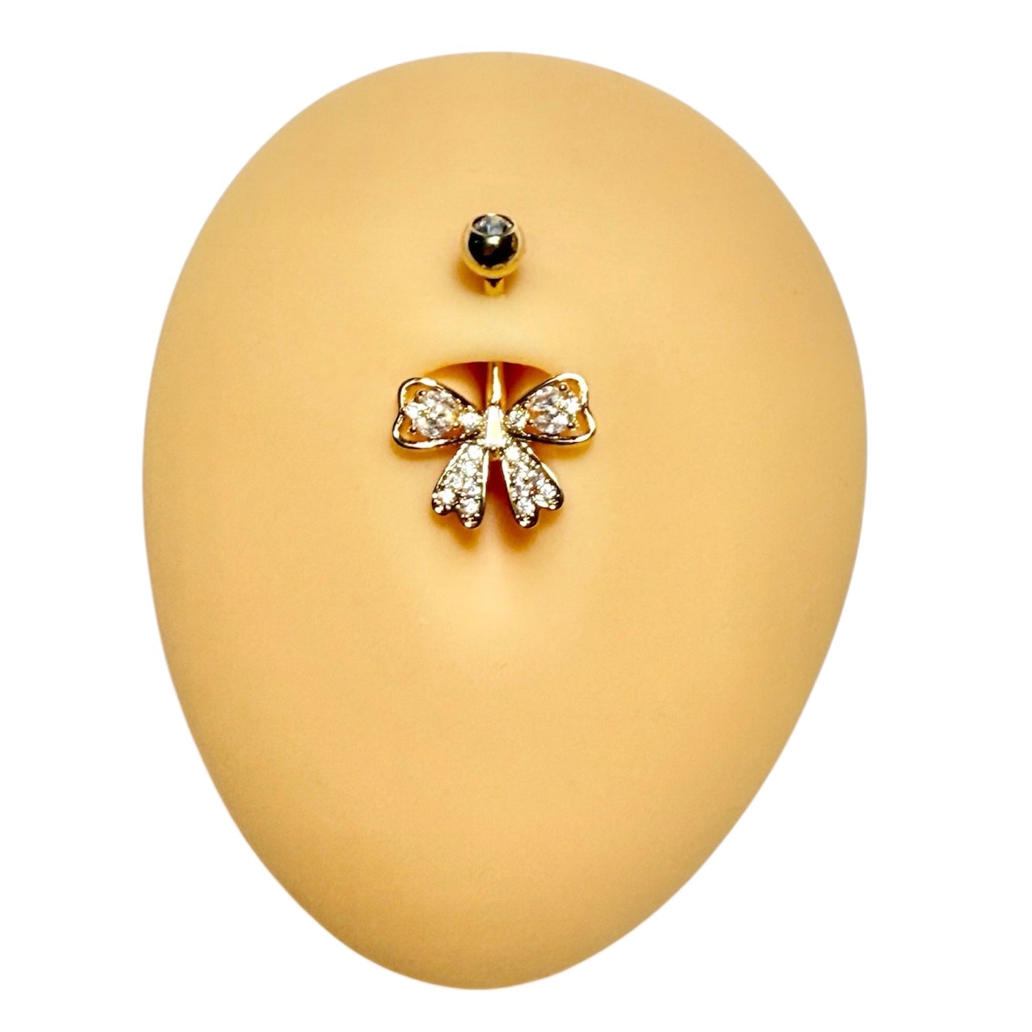Gold CZ Bow Belly Bar  image 0