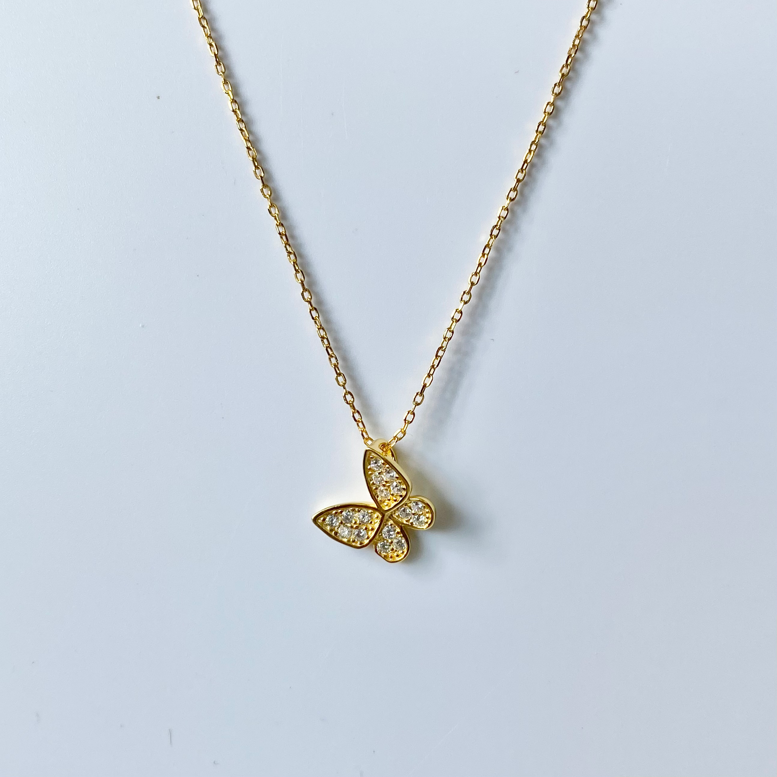 Gold CZ Paved Butterfly Necklace image 0