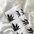 White & Black Weed Leaf Socks image 0