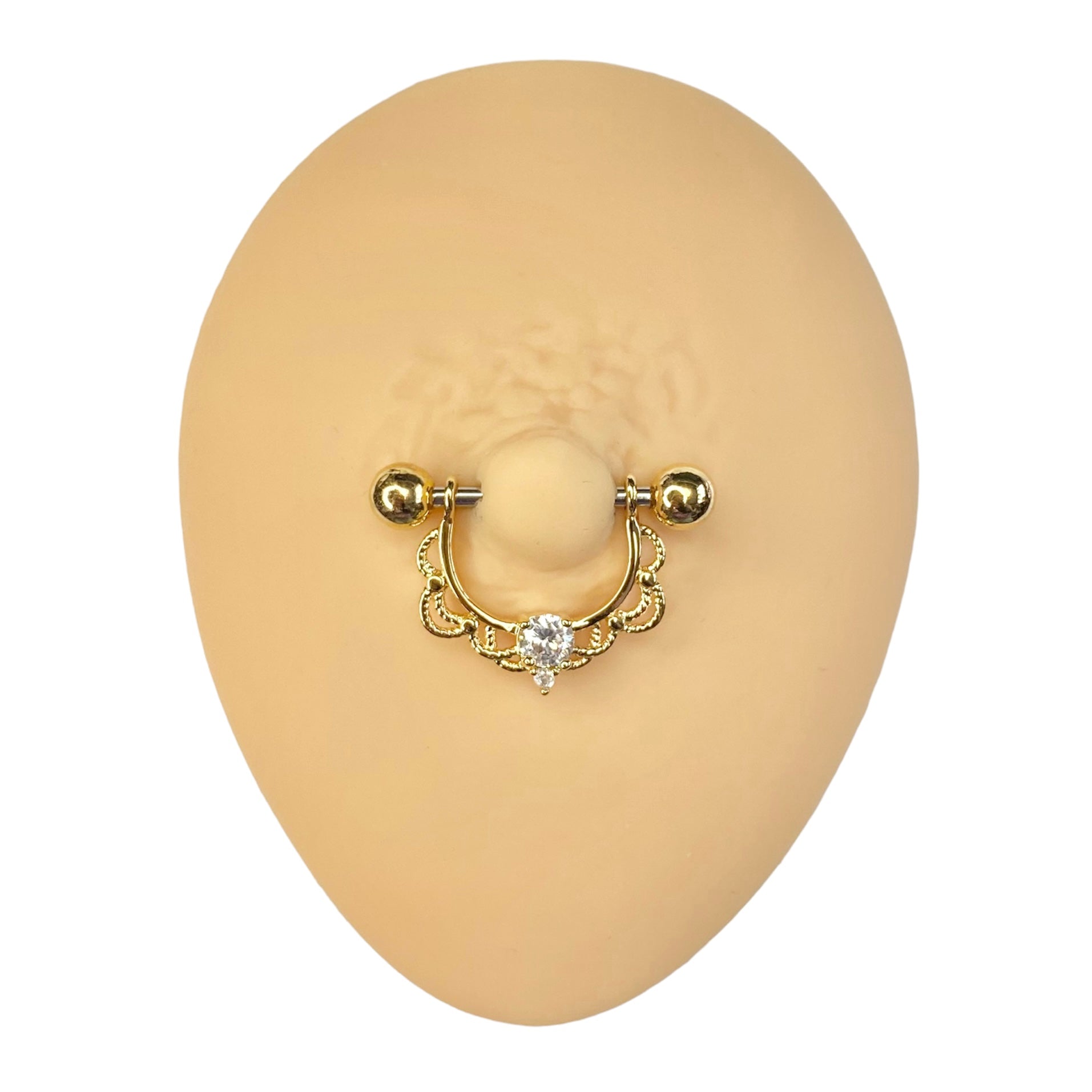 Gold Royal CZ Nipple Bar image 0