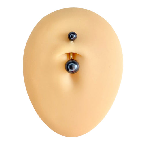 Black Faux Pearl Belly Bar  image 0