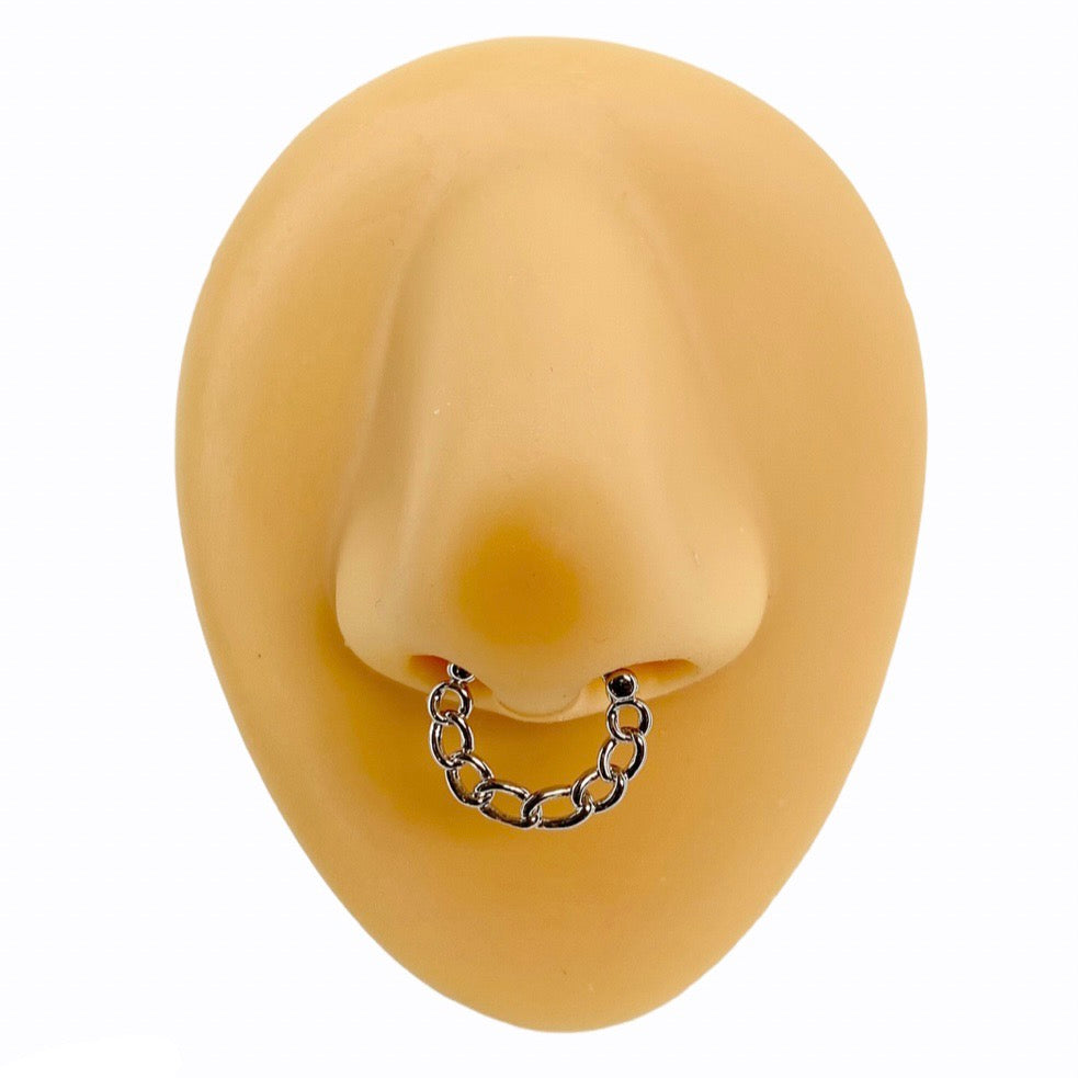 Silver Chain Linked Septum Clicker Hoop Ring image 0
