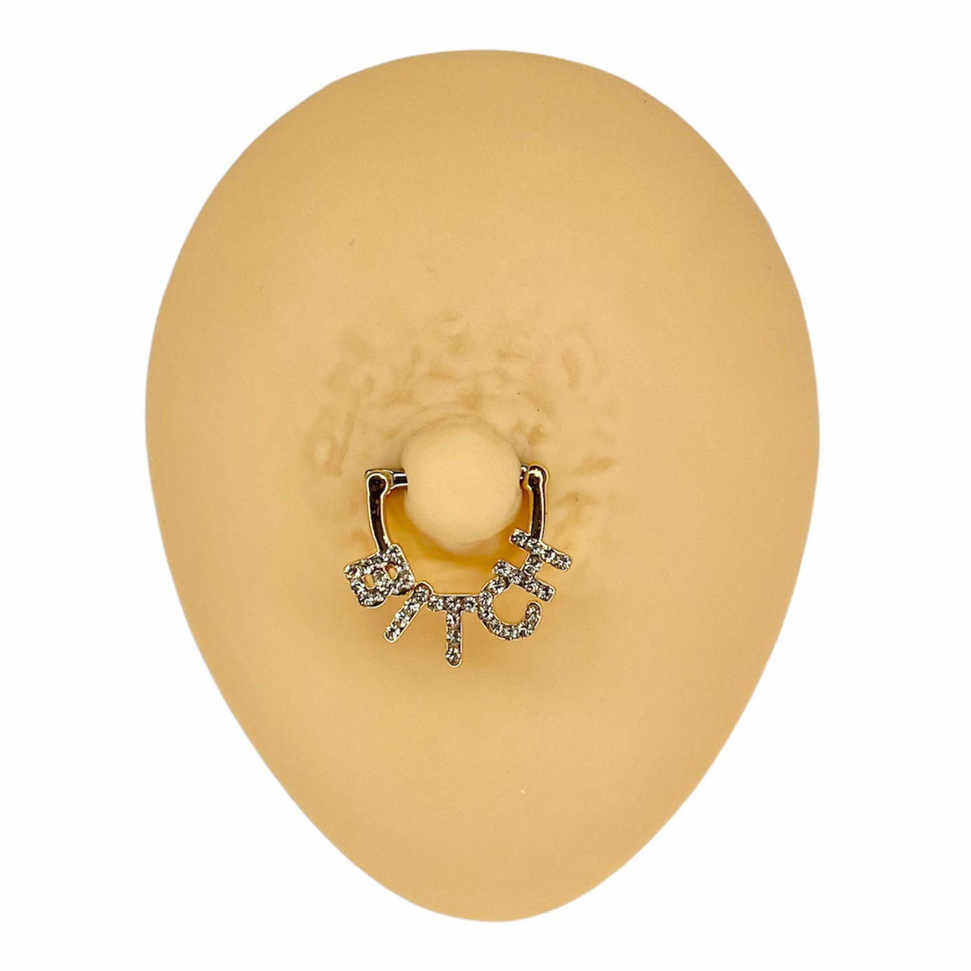 Gold Crystal Paved Bitch Nipple Clicker Bar image 0