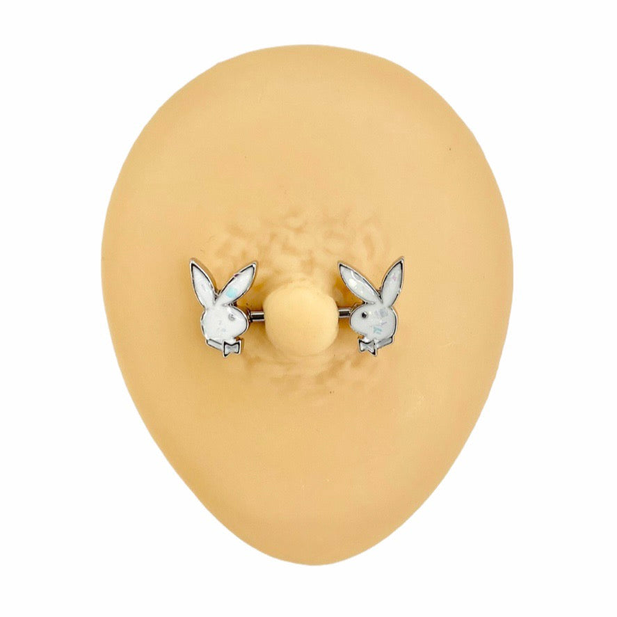 White Opal Glitter Playboy Nipple Bar image 0