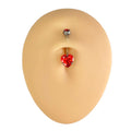 Red Heart Cubic Zirconia Prong Belly Bar image 0