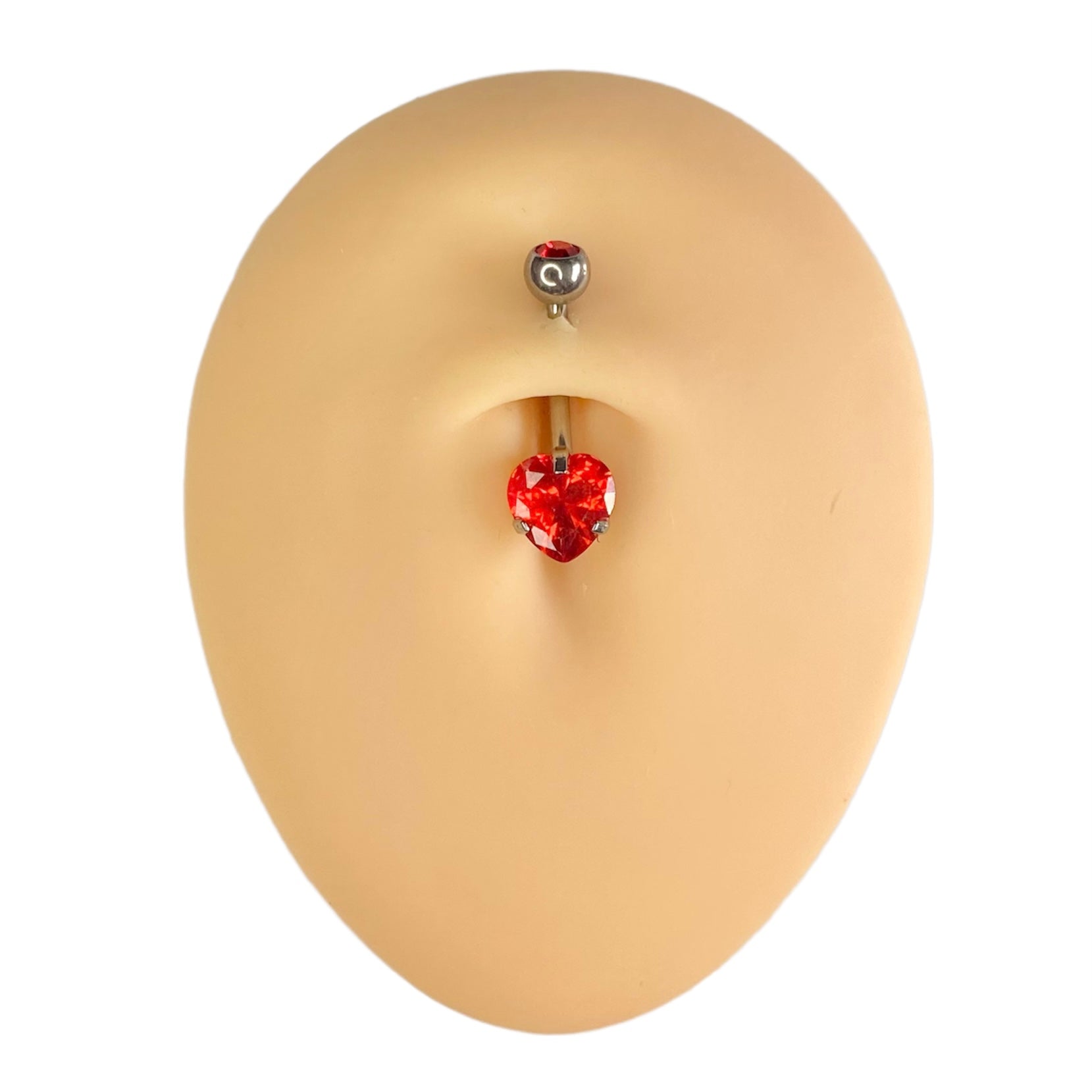 Red Heart Cubic Zirconia Prong Belly Bar image 0