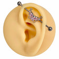 Pink Marquise CZ Butterfly Industrial Barbell  image 0