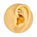 White Opal Glitter Flower CZ Center Curved Barbell image 0