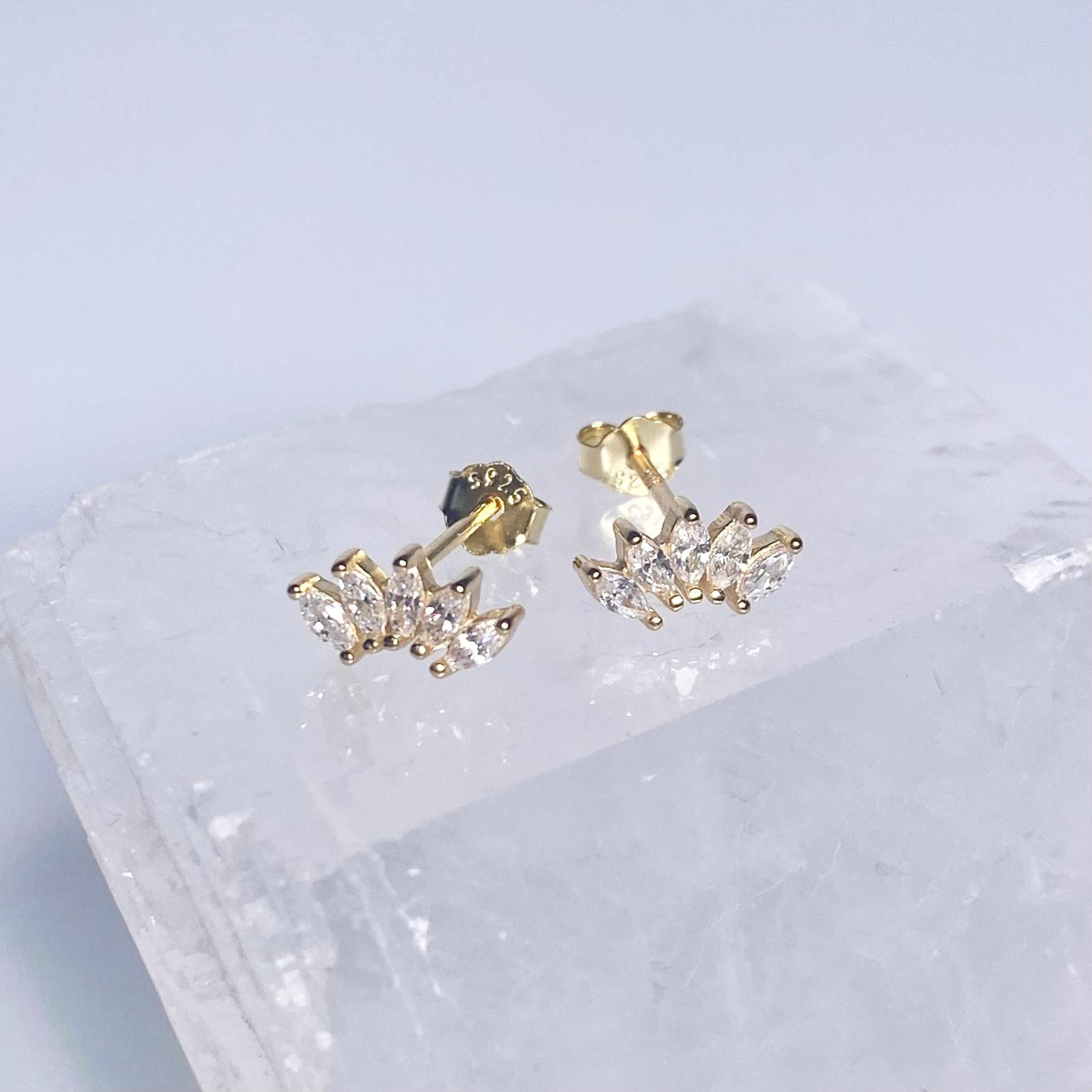 Gold Prong Set Marquise Stud Earrings image 0