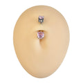 Pink Double CZ Prong Belly Bar  image 0