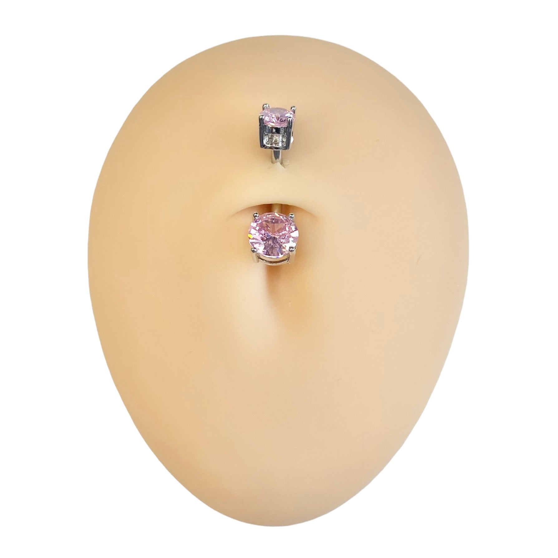 Pink Double CZ Prong Belly Bar  image 0