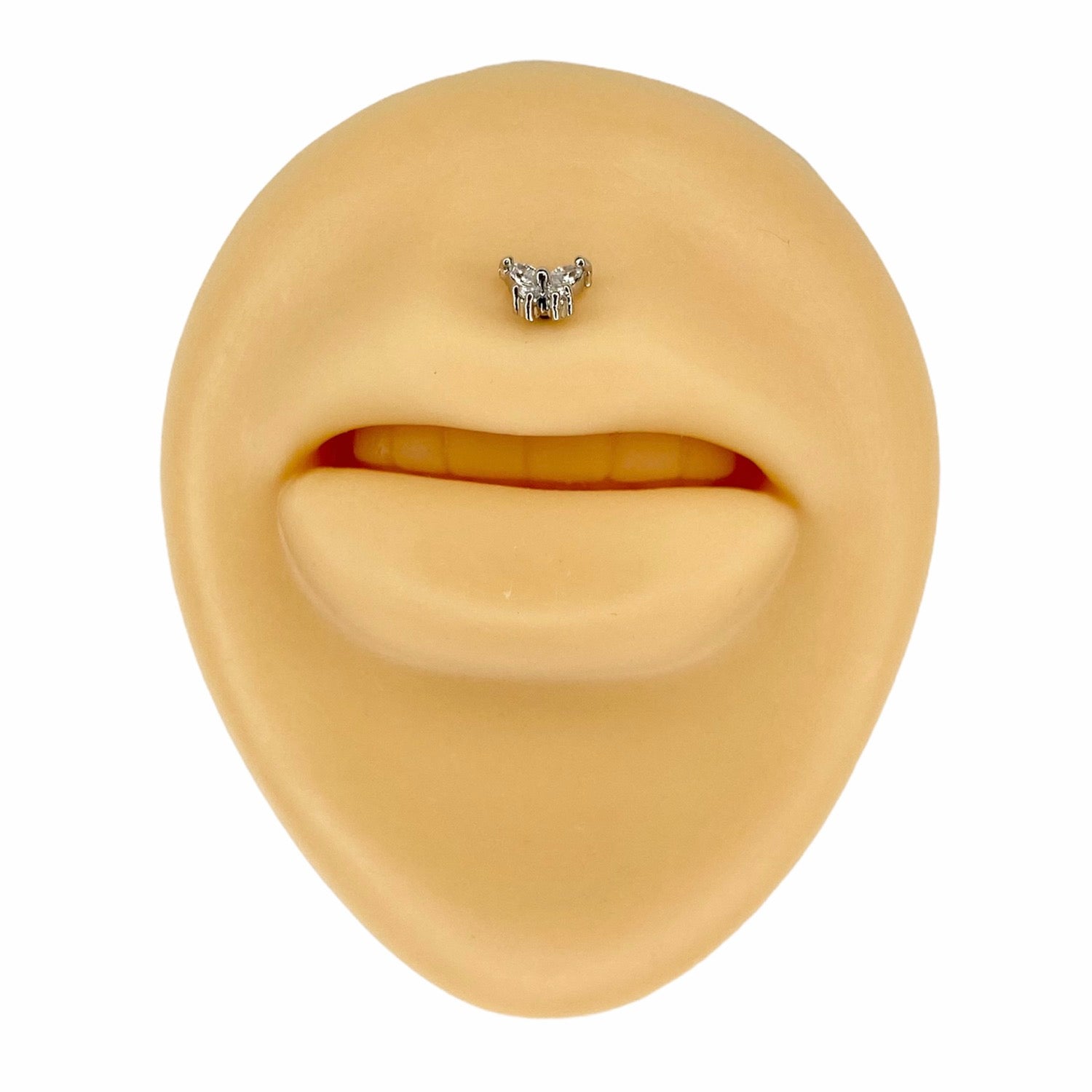 Silver Cubic Zirconia Butterfly Flat Back Stud image 1
