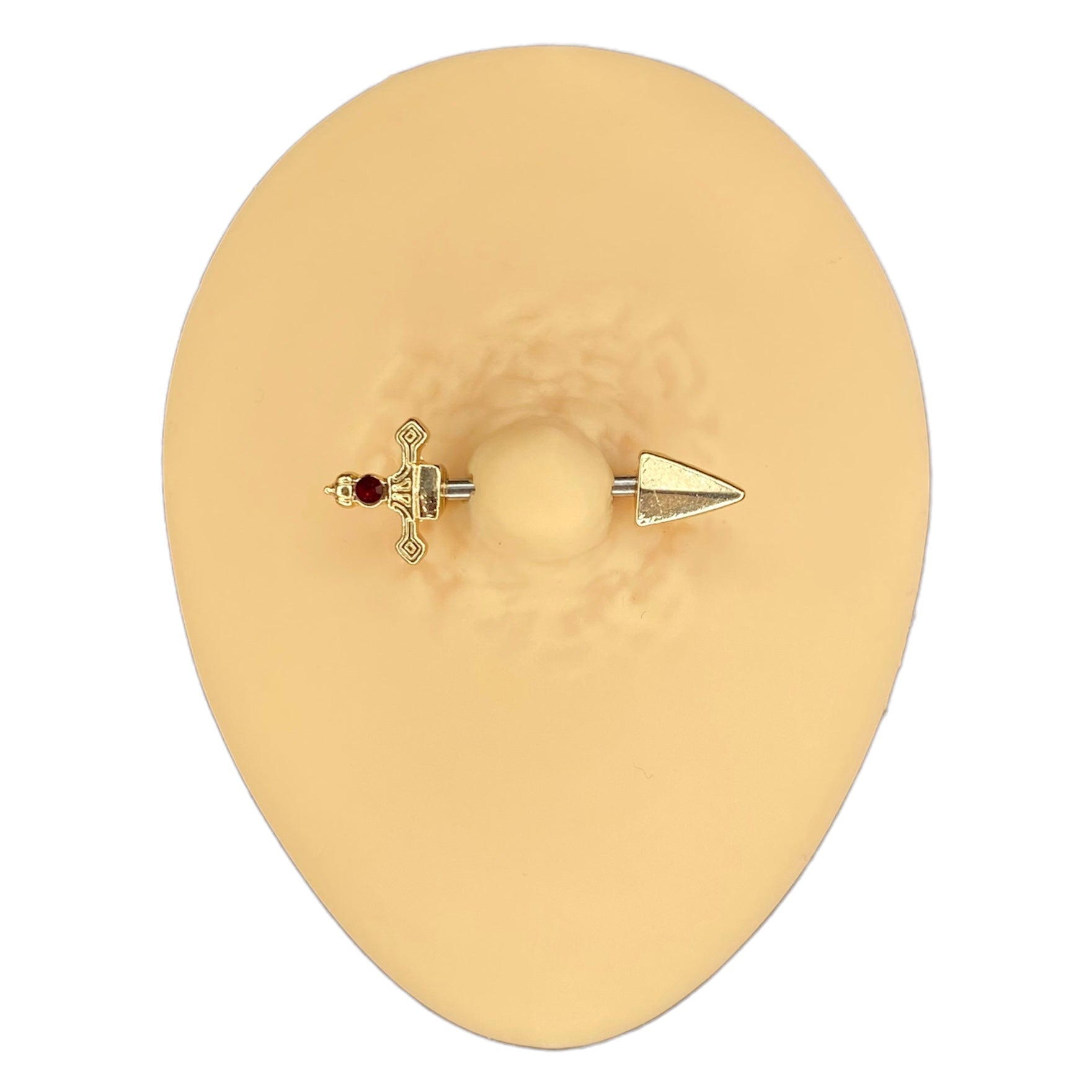 Gold Red Crystal Dagger Nipple Bar image 0