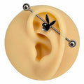 Enamel Playboy Gem Eye Industrial Barbell  image 0