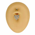 Gold Crystal Paved Leaf Belly Bar  image 0