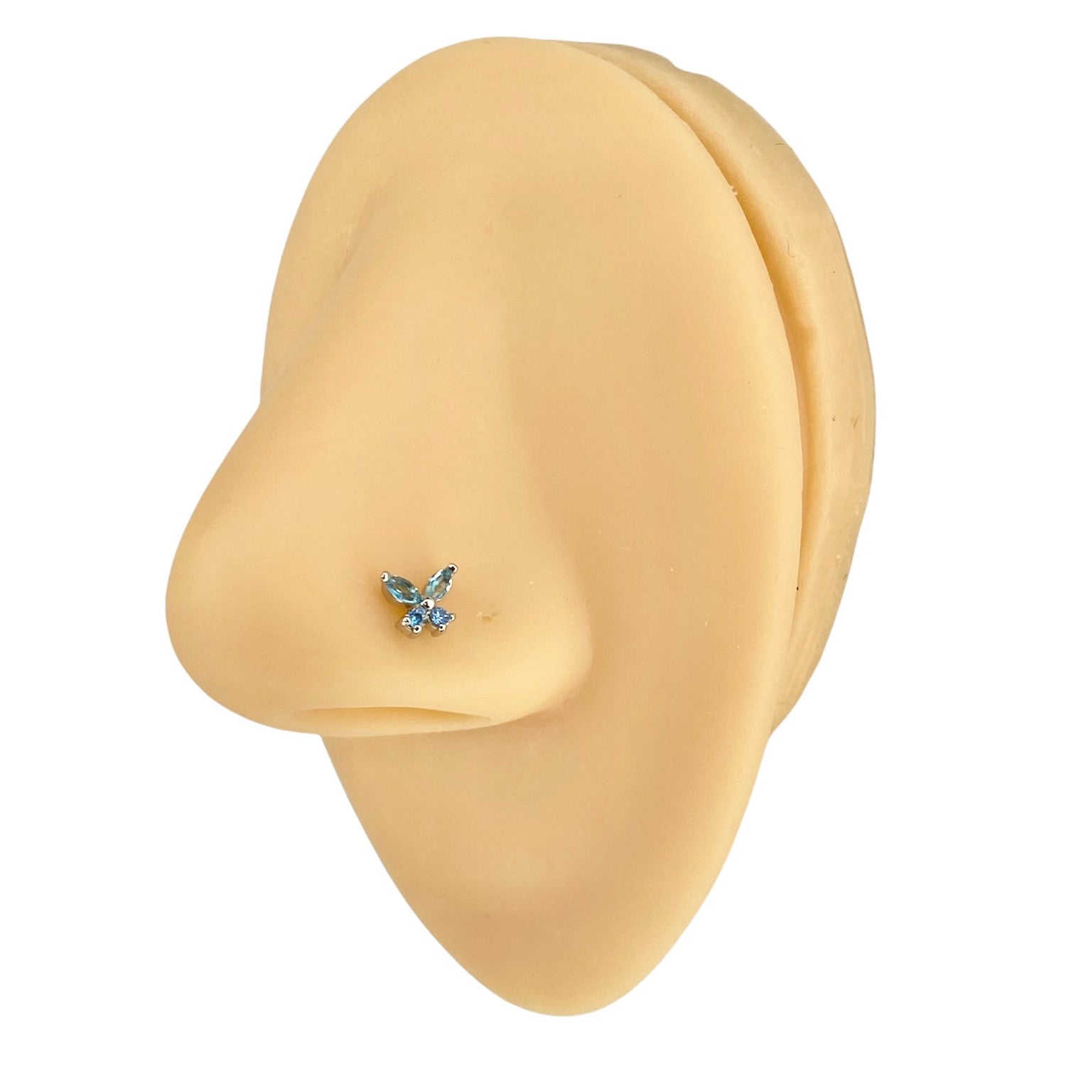 Blue Cubic Zirconia Butterfly Nose Stud image 0