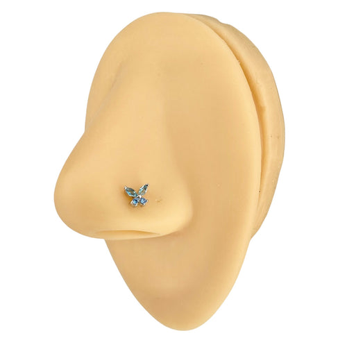 Blue Cubic Zirconia Butterfly Nose Stud image 0