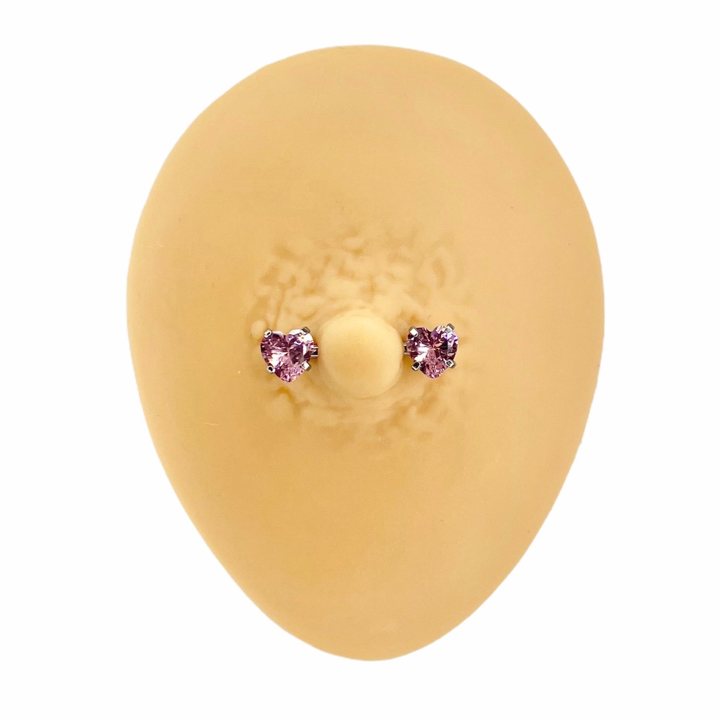 Pink Cubic Zirconia Heart Nipple Bar image 0