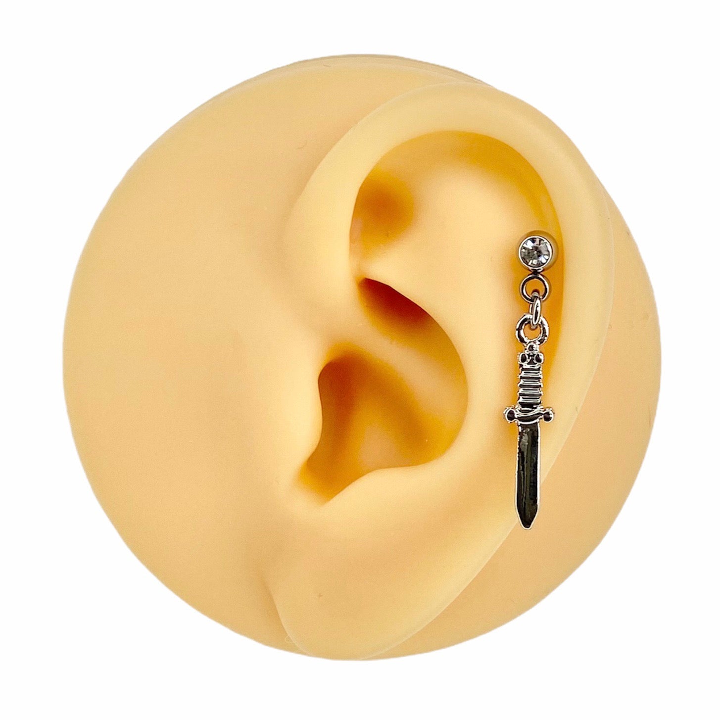 Silver Dangle Sword Barbell Stud image 0